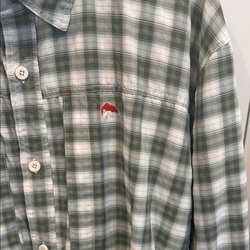 Simms Fishing shirt,Olive Checkered Men's Shirt,size XL - Picture 2 of 5
